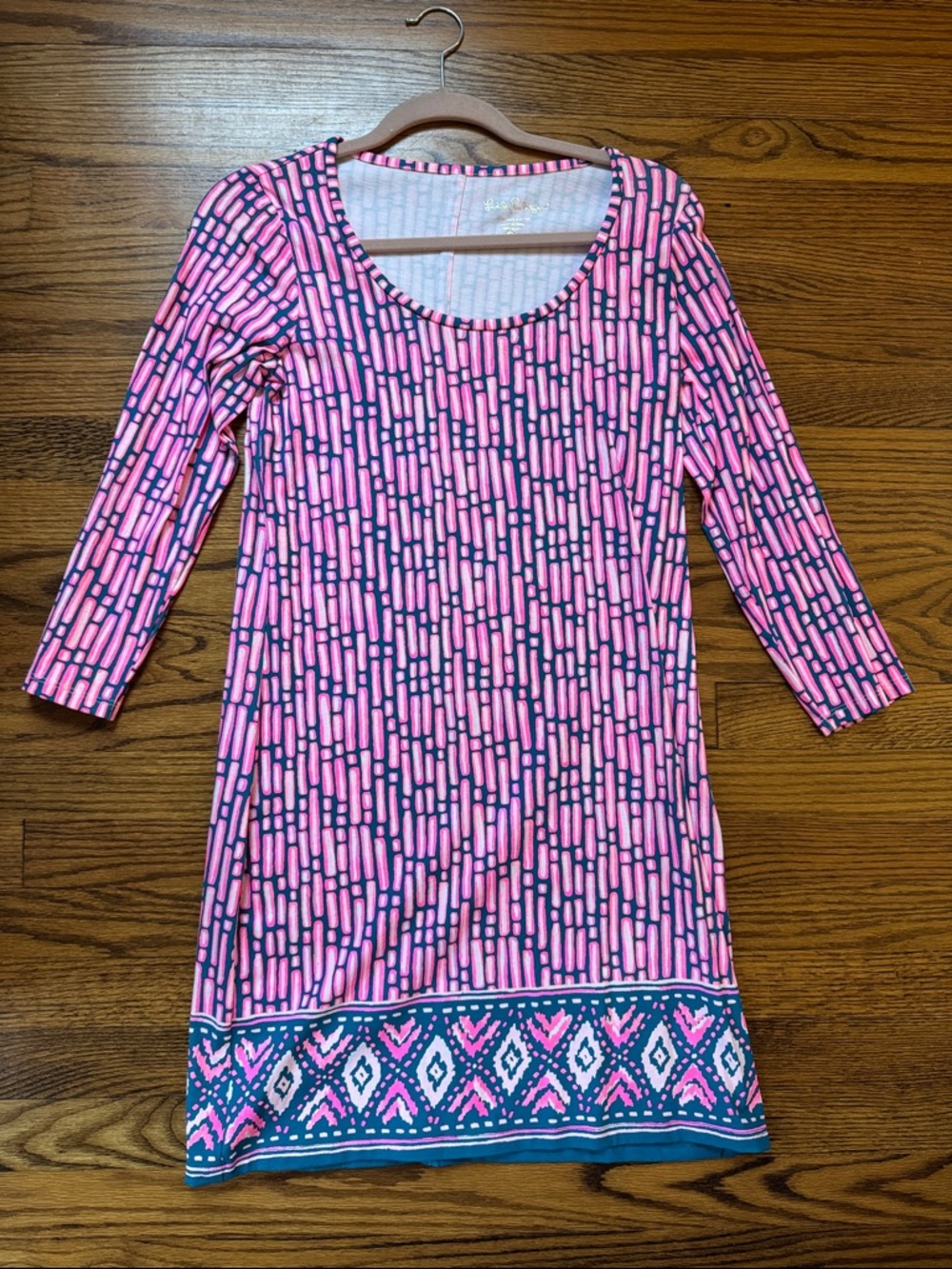 Lilly Pulitzer Pink and Navy Patterned Sheath Dress
